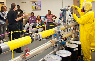 Students from Aiken Technical College learn about SRS radiation protection programs
