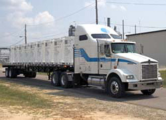 A shipment of low enriched uranium (LEU) departs SRS.